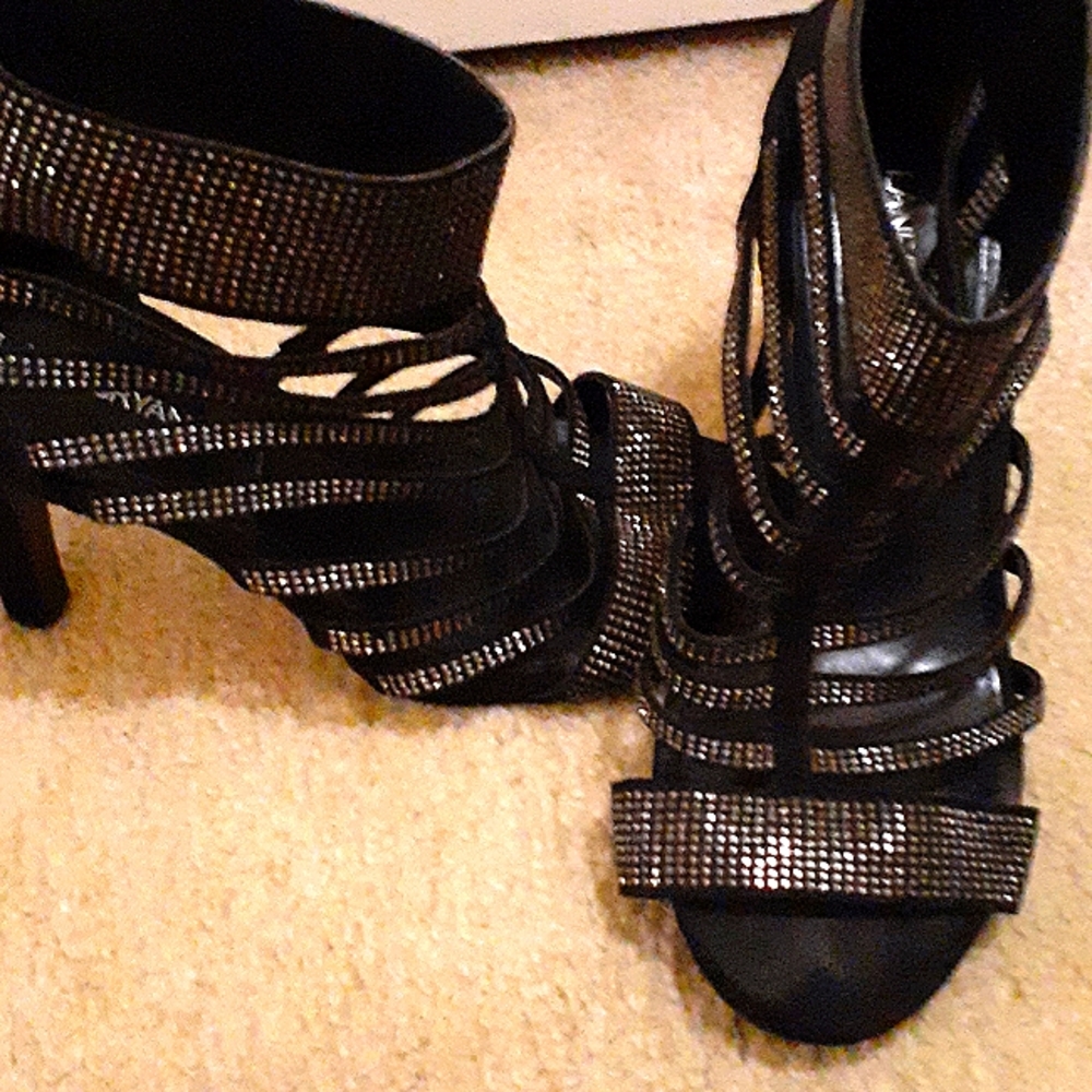 Lane Bryant womans shoes, size 9, gently worn, black with silver stones
